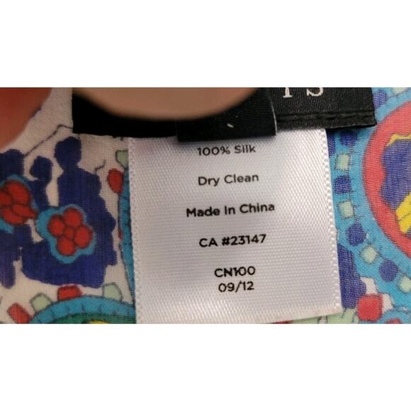 Talbots Colorful Paisley Scarf Print Silk Chiffon Kimono Blouse Sz L / XL - Picture 3 of 5